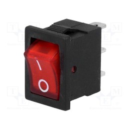 10 pcs : RSSM101A2C3RD - ROCKER, SPST, Pos: 2, ON-OFF, 3A/250VAC, red, neon lamp, 35mΩ, RSC07
