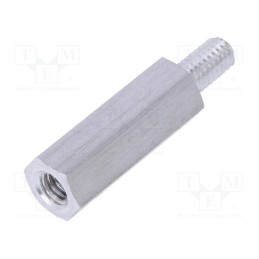 50 pcs : 236X20 - Screwed spacer sleeve, 20mm, Int.thread: M4, Ext.thread: M4