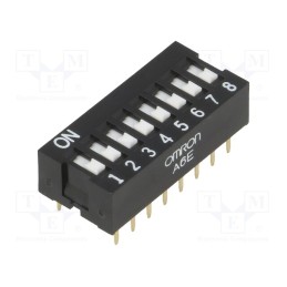 10 pcs : A6E-8101-N - Switch: DIP-SWITCH, Poles number: 8, ON-OFF, 0.025A/24VDC, Pos: 2