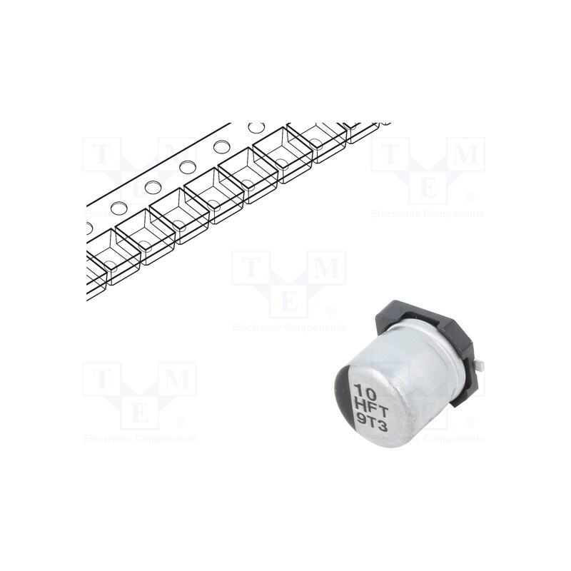 20 pcs : EEEFT1H100AR - Capacitor: electrolytic, low ESR, SMD, 10uF, 50VDC, Ø5x5.8mm, ±20%