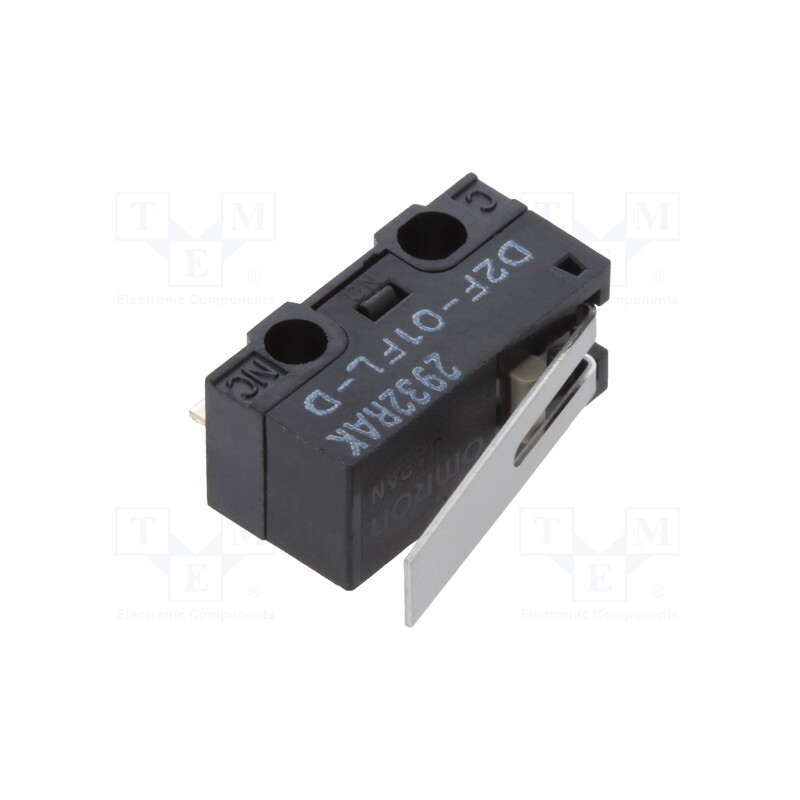 10 pcs : D2F-01FL-D - Microswitch SNAP ACTION, 1A/125VAC, 0.1A/30VDC, with lever, SPDT