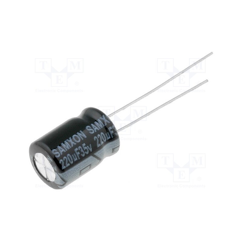 50 pcs : EKM227M1VF12RRSHP - Capacitor: electrolytic, THT, 220uF, 35VDC, Ø8x12mm, Pitch: 3.5mm