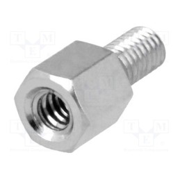 50 pcs : 2103X05/6 - Screwed spacer sleeve, 5mm, Int.thread: UNC4-40, Ext.thread: M3