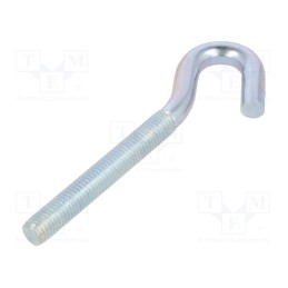 10 pcs : HZ10120 - Hook, angular, steel, zinc, Thread len: 75mm, Overall len: 120mm