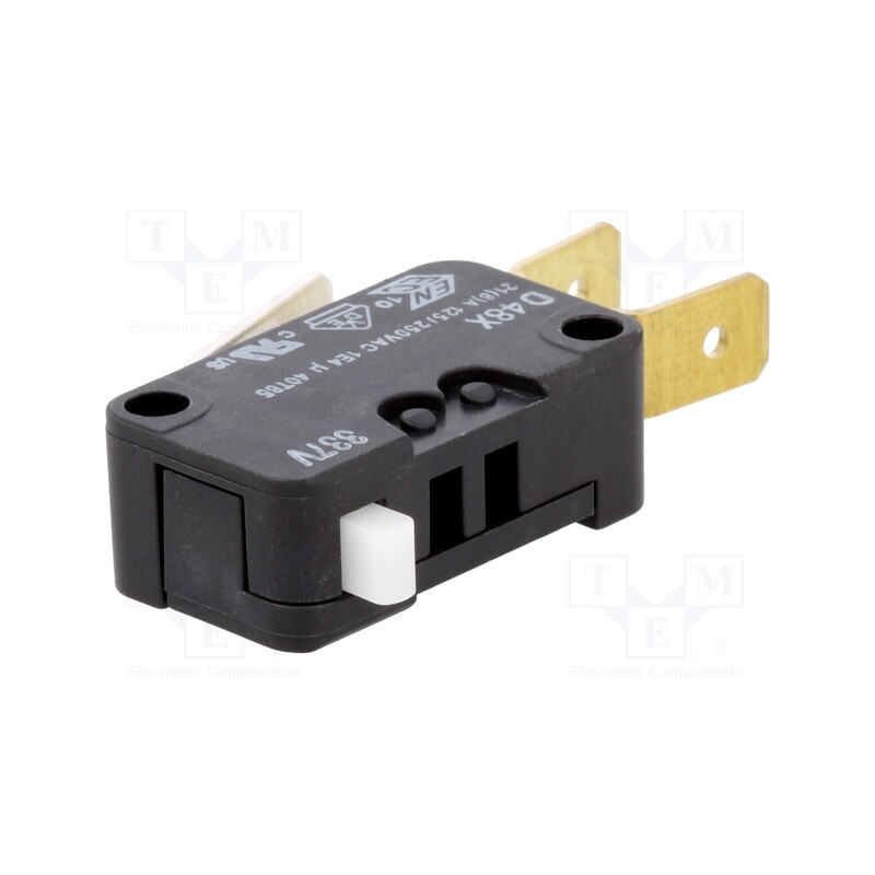 10 pcs : D489-V3AA - Microswitch SNAP ACTION, 21A/250VAC, without lever, SPDT, Pos: 2