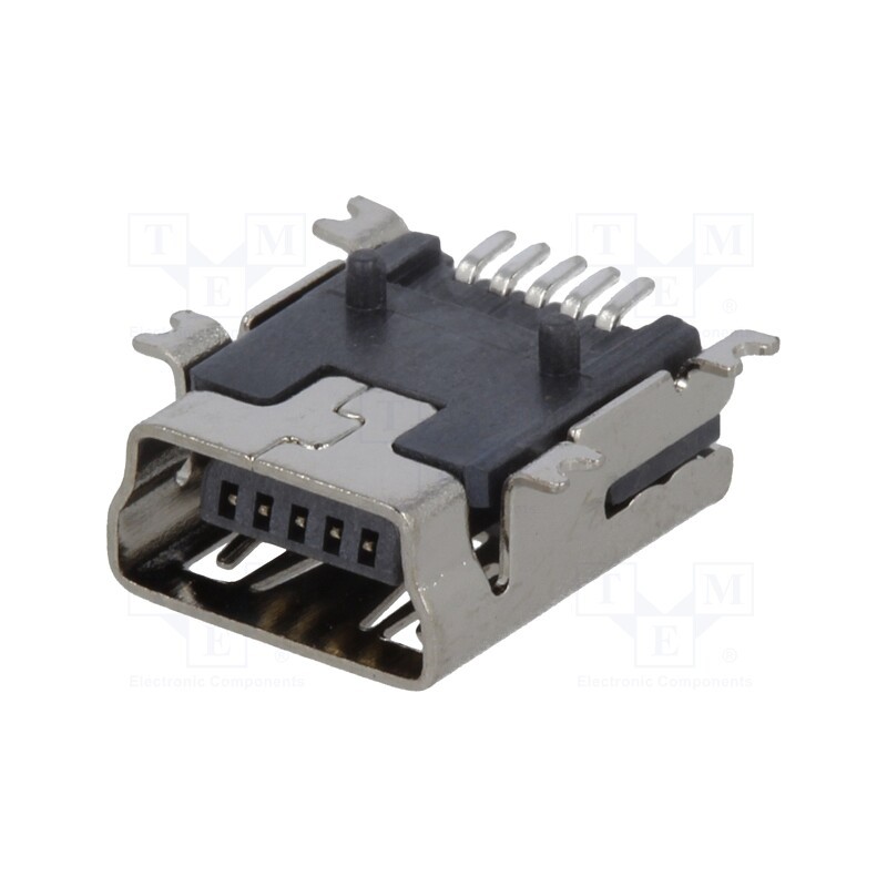 10 pcs : 934 - Socket, USB B mini, on PCBs, SMT, PIN: 5, horizontal, USB 2.0, 1A
