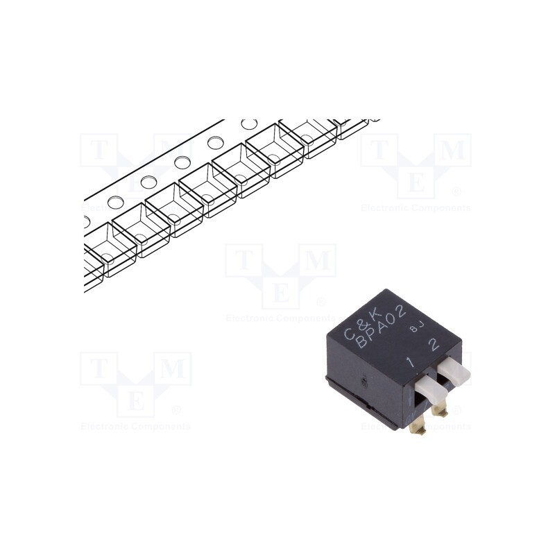 10 pcs : BPA02SBR - Switch: DIP-SWITCH, Poles number: 2, 0.1A/5VDC, Pos: 2, -20÷85°C