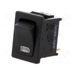 10 pcs : R13-66B4W-02-BBR-L1 - ROCKER, SPST, Pos: 2, ON-OFF, 10A/250VAC, black, neon lamp,point