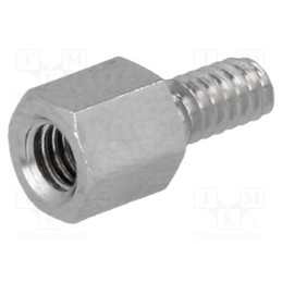 50 pcs : 2130X05/6 - Screwed spacer sleeve, 5mm, Int.thread: M3, Ext.thread: UNC4-40
