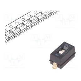 10 pcs : SDA01H0SBR - Switch: DIP-SWITCH, Poles number: 1, OFF-ON, 0.025A/24VDC, Pos: 2