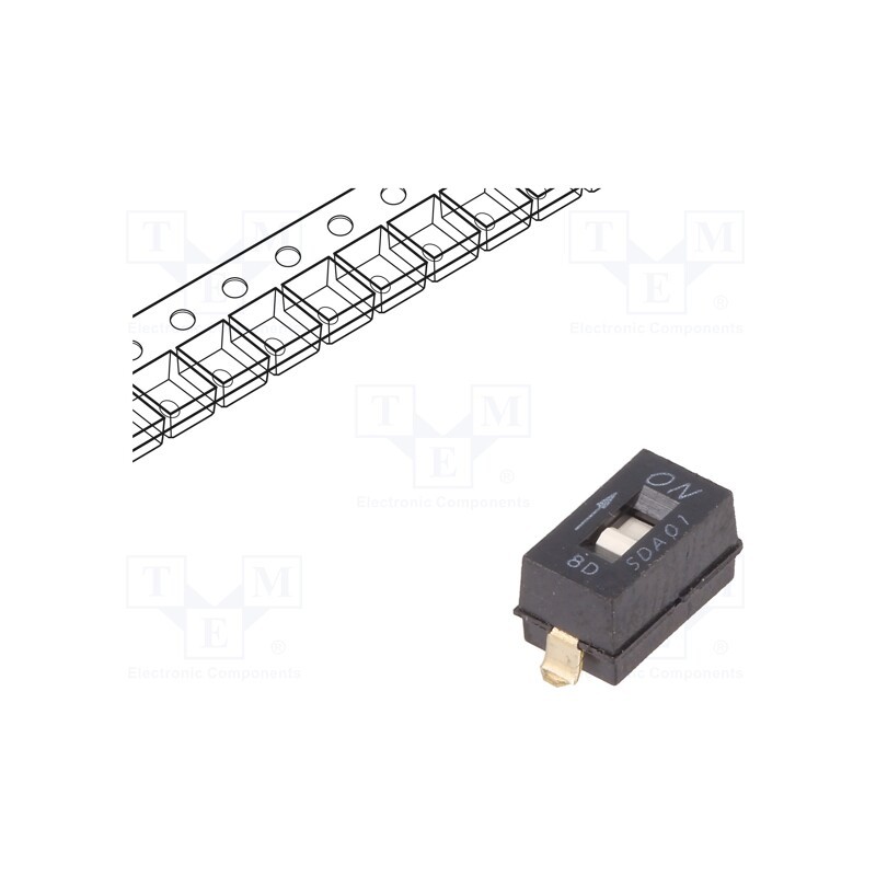 10 pcs : SDA01H0SBR - Switch: DIP-SWITCH, Poles number: 1, OFF-ON, 0.025A/24VDC, Pos: 2