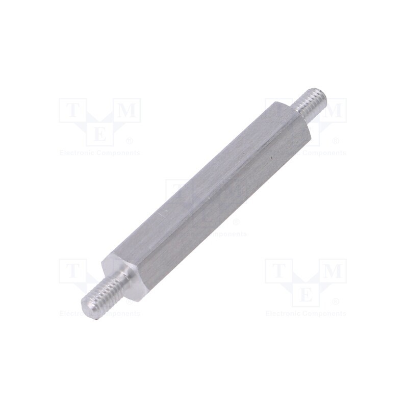 50 pcs : 435X30 - Screwed spacer sleeve, 30mm, Ext.thread: M3, hexagonal, aluminium