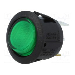 10 pcs : - ROCKER, SPST, Pos: 2, ON-OFF, 10A/250VAC, 10A/24VDC, green, 250V