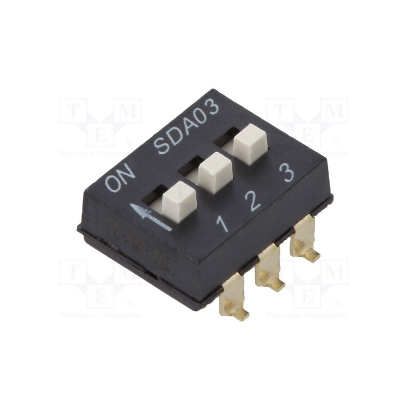 10 pcs : SDA03H1SBD - Switch: DIP-SWITCH, Poles number: 3, ON-OFF, 0.025A/24VDC, Pos: 3