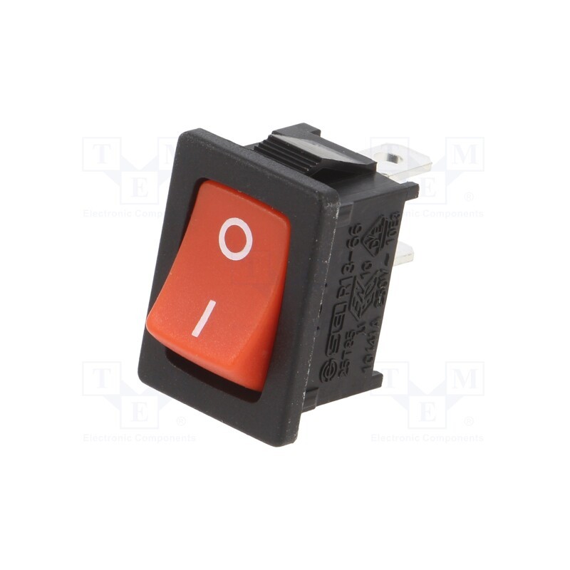 10 pcs : RF1-1A-DC-2-R-1 - ROCKER, SPST, Pos: 2, ON-OFF, 10A/24VDC, red, none, Rcont max: 50mΩ