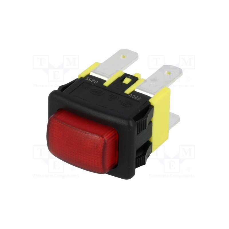 10 pcs : PS5-210-PG-BR-S - Switch: push-button, Pos: 2, DPST-NO, 16A/250VAC, OFF-ON, red, 230V