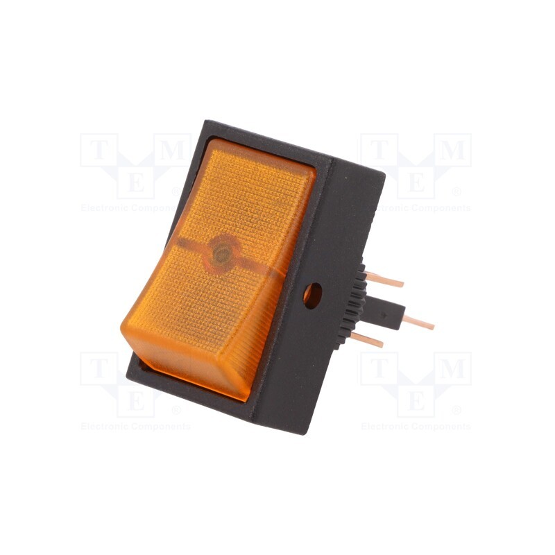 10 pcs : R13-207B-01-BY - ROCKER, SPST, Pos: 2, ON-OFF, 30A/12VDC, orange, neon lamp, 50mΩ