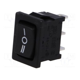 10 pcs : R13-66D-02-BB-77D - ROCKER, SP3T, Pos: 3, ON-OFF-ON, 10A/250VAC, black, none, 50mΩ