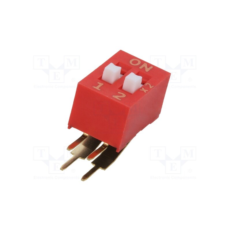 10 pcs : KAS2102E - Switch: DIP-SWITCH, OFF-ON, 0.1A/50VDC, Pos: 2, -20÷85°C, THT, KAS