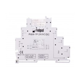 1 pcs - Relpol PIR6W Series Interface Relay, DIN Rail Mount, 24V ac/dc Coil, SPDT, 1-Pole, 6A Load