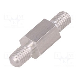 50 pcs : 438X10 - Screwed spacer sleeve, 10mm, Ext.thread: M5, hexagonal, aluminium