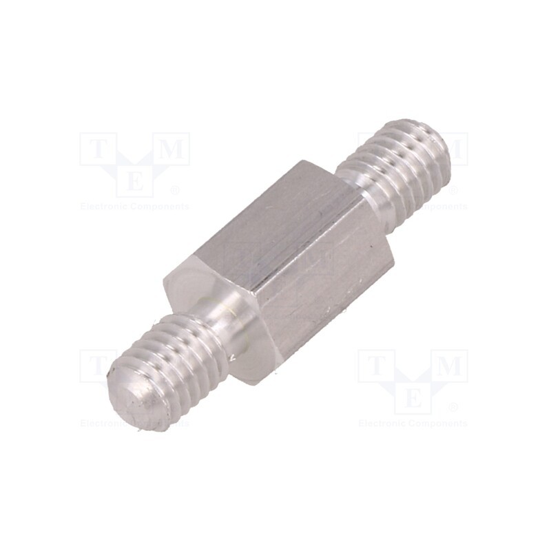 50 pcs : 438X10 - Screwed spacer sleeve, 10mm, Ext.thread: M5, hexagonal, aluminium