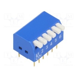 10 pcs : - Switch: DIP-SWITCH, Poles number: 6, ON-OFF, 0.05A/12VDC, Pos: 2