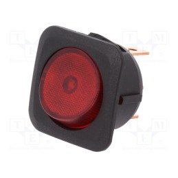 10 pcs : R13-203B-01-BR - ROCKER, SPST, Pos: 2, ON-OFF, 25A/12VDC, red, neon lamp, 50mΩ, square