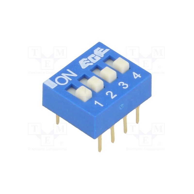 10 pcs : EDG104S - Switch: DIP-SWITCH, Poles number: 4, ON-OFF, 0.025A/24VDC, Pos: 2