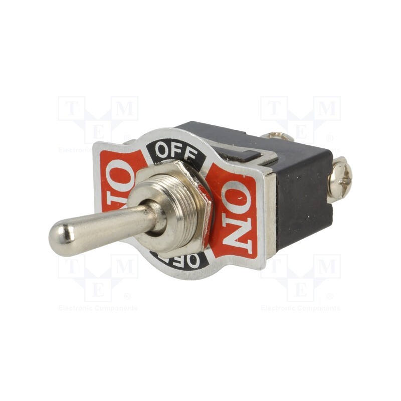 10 pcs : - Switch: toggle, Pos: 3, SP3T, ON-OFF-ON, 10A/250VAC, -25÷85°C, 50mΩ