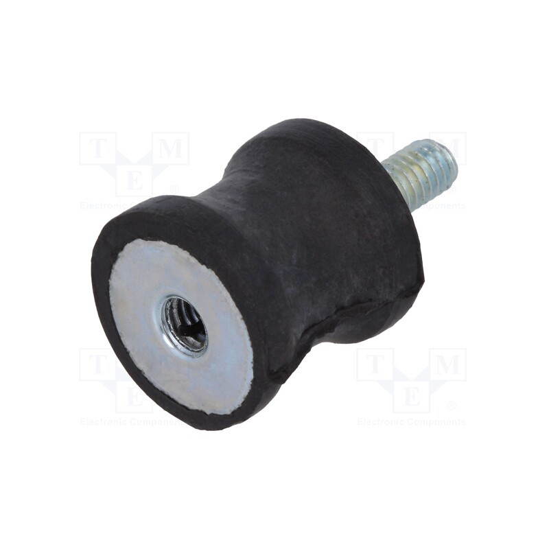 10 pcs : DVC.2-15-12-15-M4-10-55 - Vibration damper, M4, Ø: 15mm, rubber, L: 15mm, Thread len: 10mm