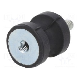 10 pcs : DVC.2-15-8,5-15-M4-10-40 - Vibration damper, M4, Ø: 15mm, rubber, L: 15mm, Thread len: 10mm