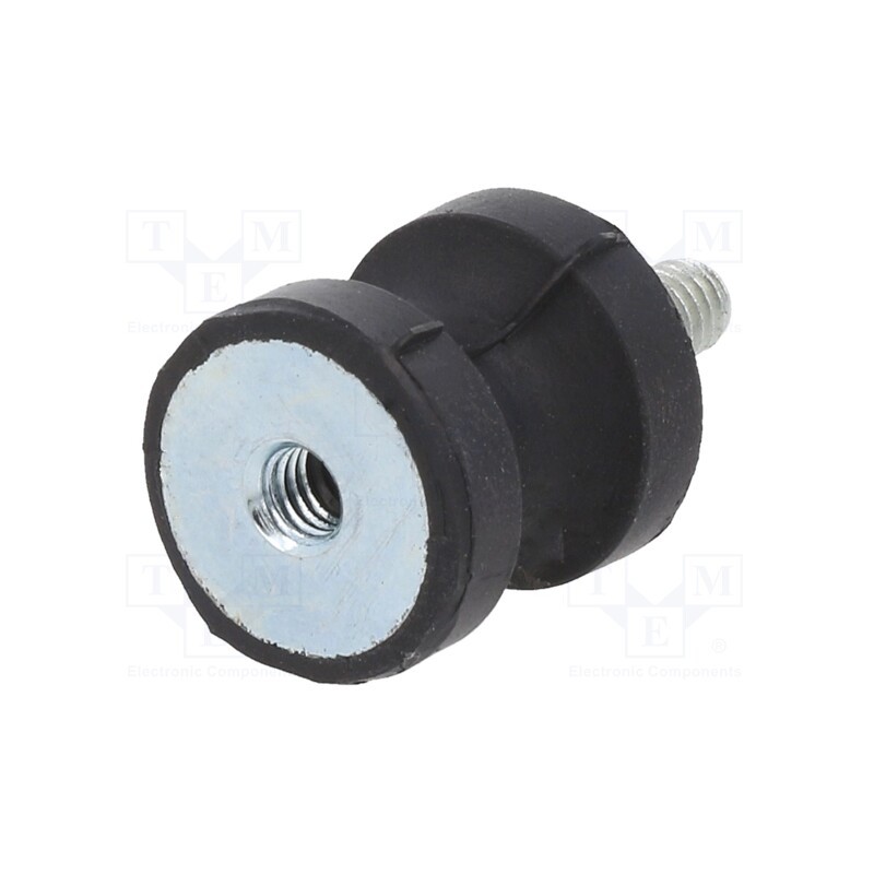 10 pcs : DVC.2-15-8,5-15-M4-10-40 - Vibration damper, M4, Ø: 15mm, rubber, L: 15mm, Thread len: 10mm