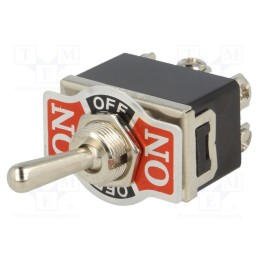 10 pcs : - Switch: toggle, Pos: 3, DP3T, ON-OFF-ON, 10A/250VAC, -25÷85°C, 50mΩ