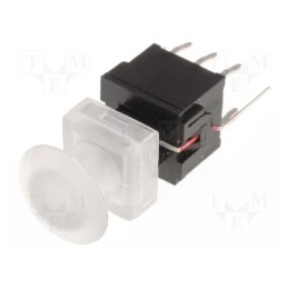 10 pcs : PB61305BL-3 - Switch: keypad, Pos: 2, DPDT, 0.1A/30VDC, colourless, LED, green, THT