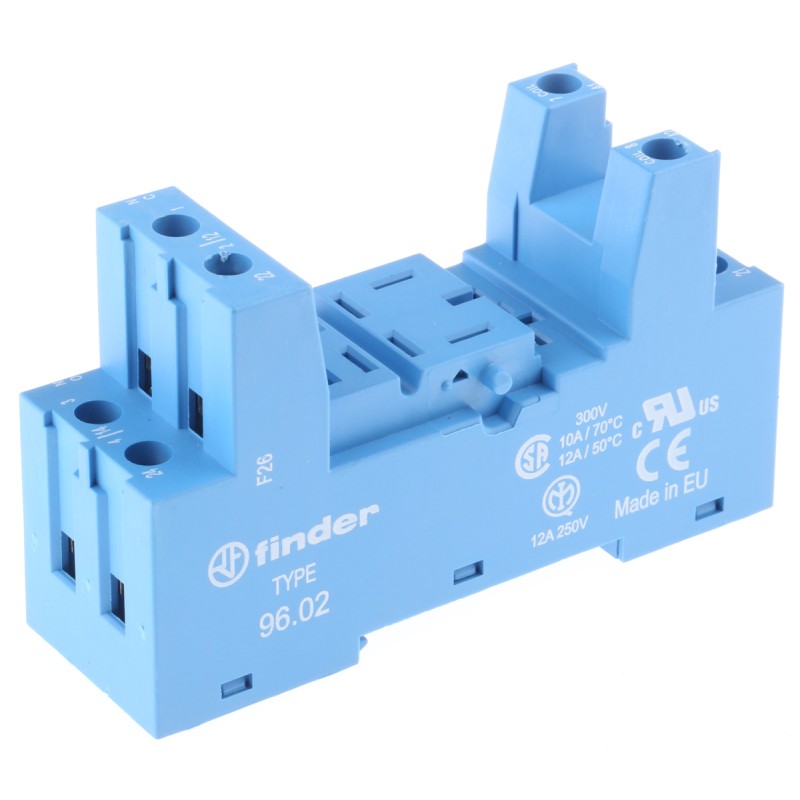 1 pcs - Finder 96 8 Pin 250V ac DIN Rail Relay Socket, for use with 56.32