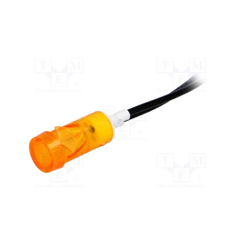 10 pcs : L282000NAC - Indicator: with neon lamp, flat, amber, 230VAC, Cutout: Ø12mm