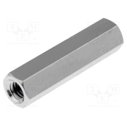 50 pcs : 113X20 - Screwed spacer sleeve, 20mm, Int.thread: M3, hexagonal, brass