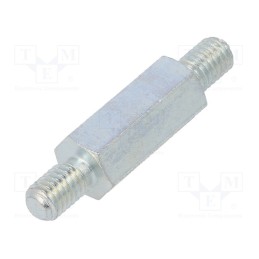 50 pcs : 428X18 - Screwed spacer sleeve, 18mm, Ext.thread: M5, hexagonal, steel