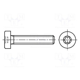 500 pcs : 3108701 - Screw, M2.5x5, 0.45, Head: cheese head, Torx®, TX08, ISO 14580