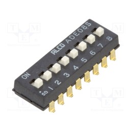 10 pcs : 1-1825058-9 - Switch: DIP-SWITCH, Poles number: 8, ON-OFF, -0.025A/24VDC, Pos: 2