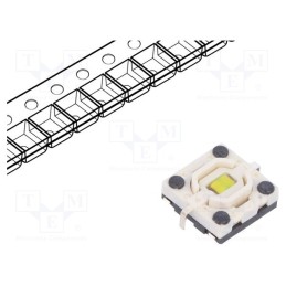 10 pcs : ML4L12WQR - Microswitch TACT, SPST-NO, Pos: 2, 0.05A/12VDC, SMT, LED, white