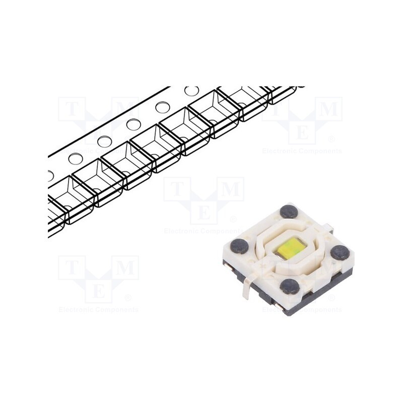 10 pcs : ML4L12WQR - Microswitch TACT, SPST-NO, Pos: 2, 0.05A/12VDC, SMT, LED, white
