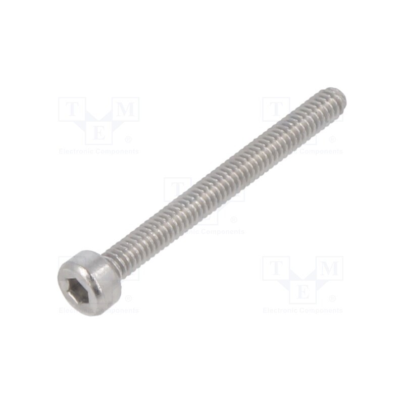 500 pcs : M2X20/D912-A2 - Screw, M2x20, 0.4, Head: cheese head, hex key, HEX 1,5mm, DIN 912