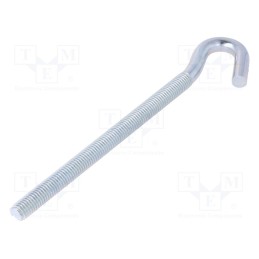 10 pcs : HZ10180 - Hook, angular, steel, zinc, Thread len: 135mm, Overall len: 180mm