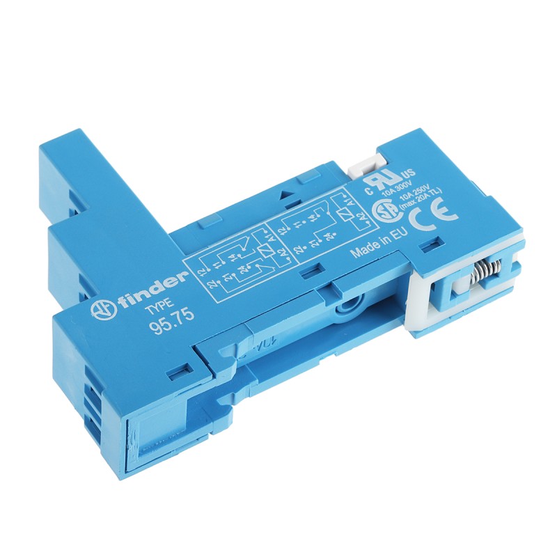 1 pcs - Finder 95 250V ac Relay Socket, for use with 40.52, 40.61, 44.52, 44.62, 40.51 Series Relay