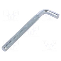 10 pcs : HP12140 - Hook, straight, steel, zinc, Thread len: 110mm, Overall len: 140mm