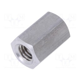 50 pcs : 139X15 - Screwed spacer sleeve, 15mm, Int.thread: M6, hexagonal, aluminium