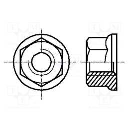 500 pcs : 1193821 - Nut, with flange, hexagonal, M4, 0.7, steel, Plating: zinc, 7mm