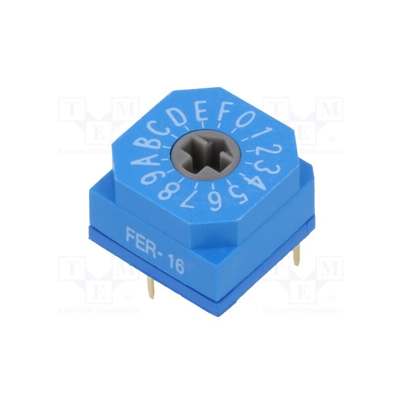 10 pcs : FER-16 - Encoding switch, HEX/BCD, Pos: 16, THT, Rcont max: 80mΩ, 7Ncm, F